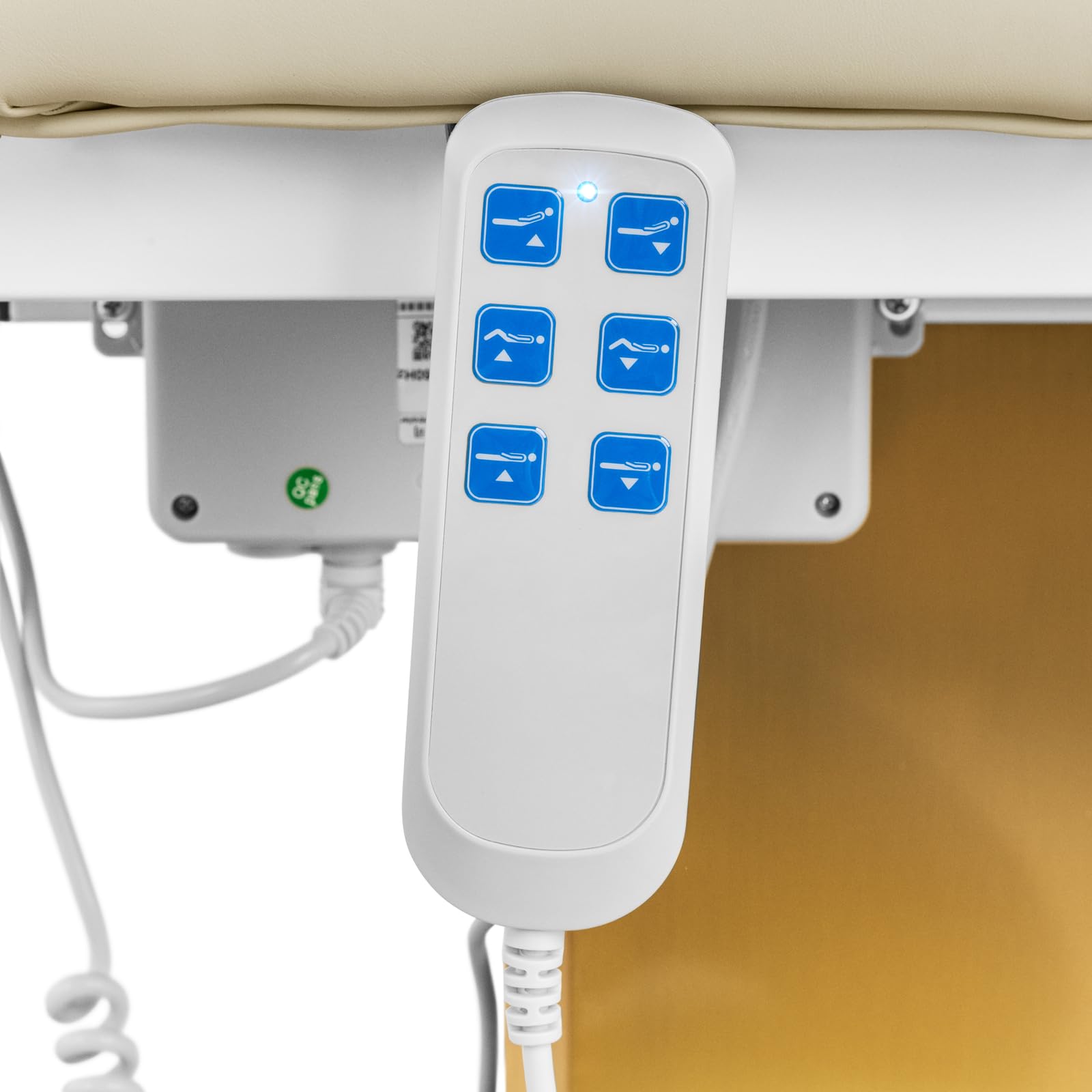 Physa Elektrische Kosmetikliege 3 motoren 300 W 190 x 65 x 60-76 cm 200 kg Creme/golden Behandlungsliege Kosmetikstuhl Therapieliege Tattooliege
