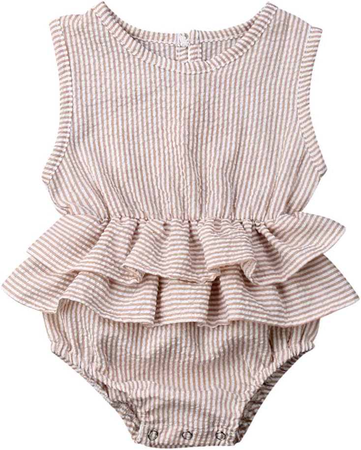 Yoawdats Newborn Baby Girl Romper Cotton Linen Bodysuits Ruffle Sleeve Summer Jumpsuit Outfits Clothes