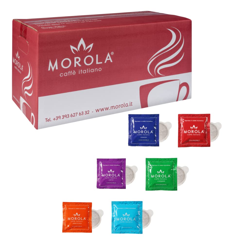 Café Morola - Kit de degustación de cápsulas - Vainas Compostables ESE44 - Degustación de café clásico, naranja, limitado, cremoso, Dek, El Mirador (120, cápsulas)