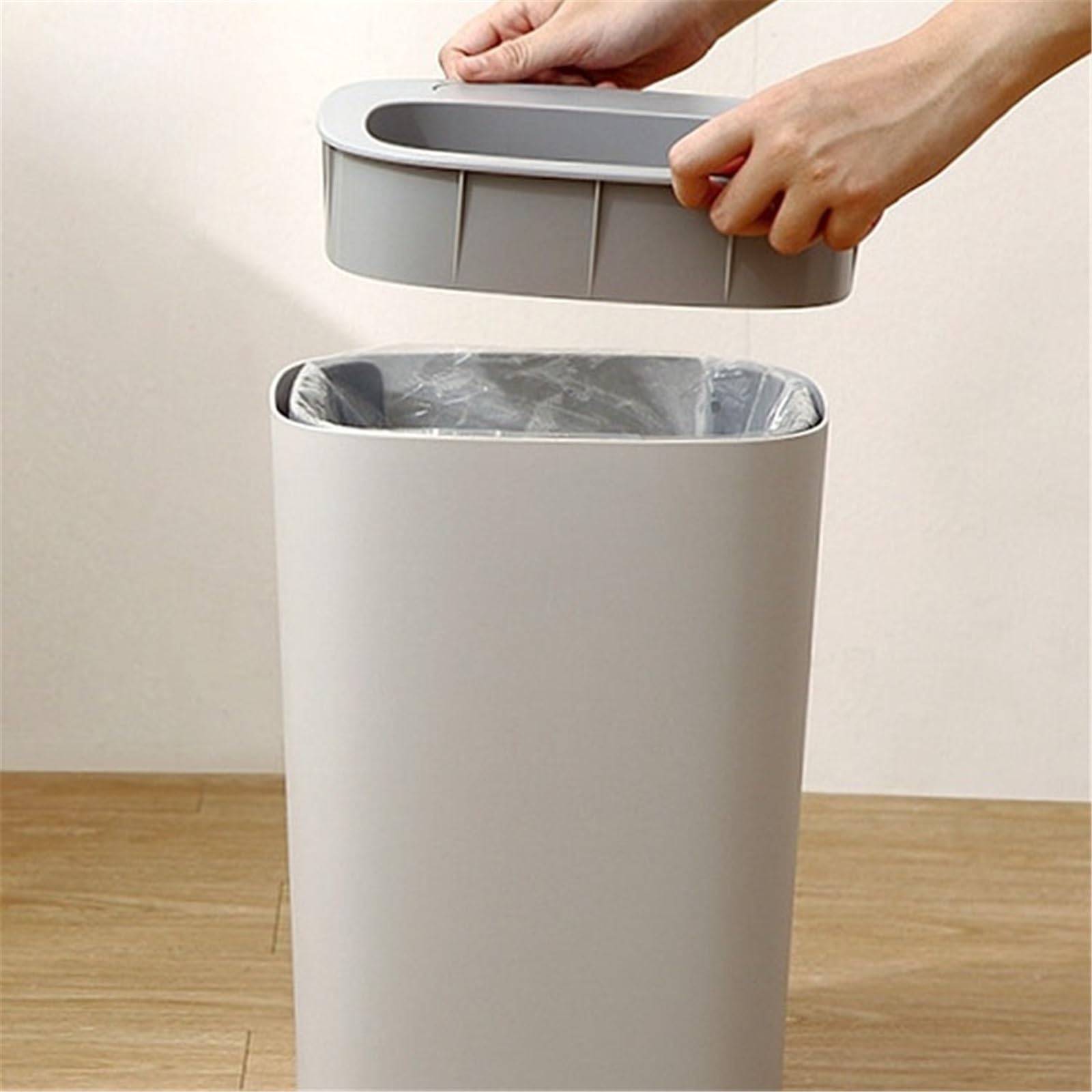Mały kosz na śmieci do sypialni, 15 l, do domu, kuchni, biura, łazienki, biały