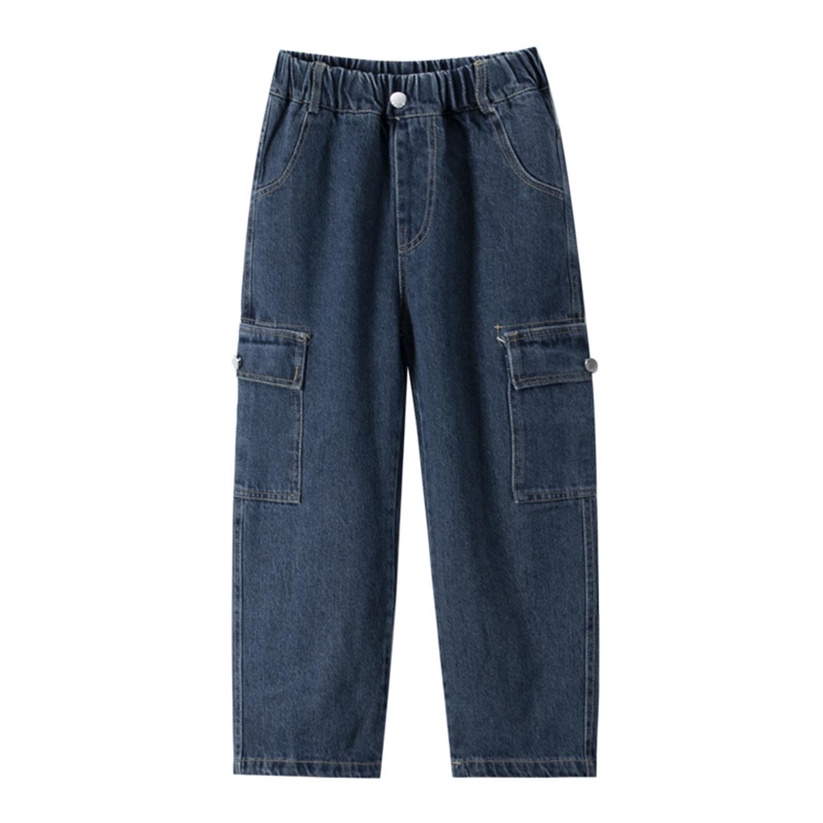 Jean cargo large décontracté élastique anti-compression pour garçon - 8