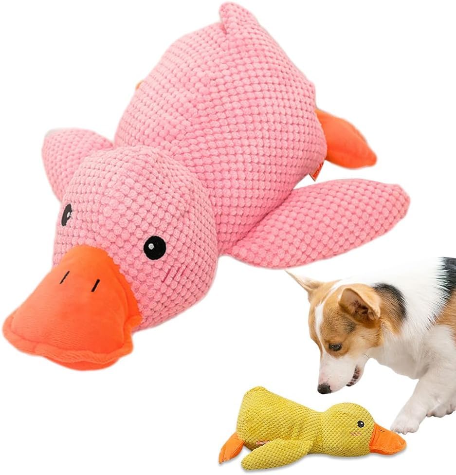 Quack-Quack Calming Duck with Soft Squeaker, Mellow Dog Toy - Yellow Duck for Indoor Large & Small Dogs