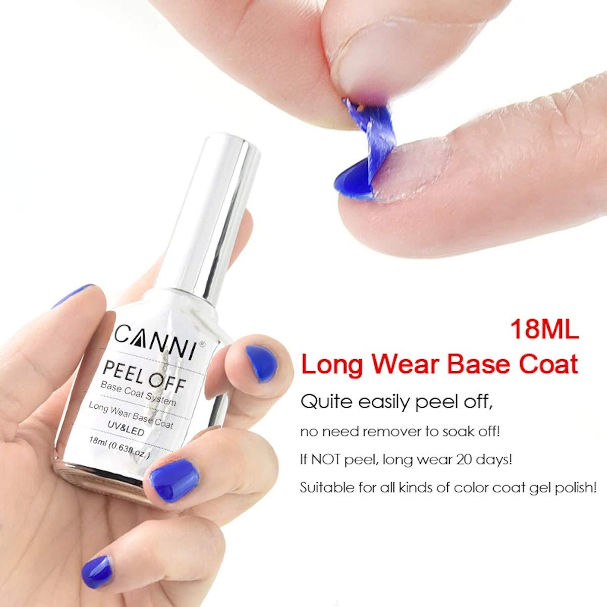 CANNI Base Coat 18ml UV Gel Peel off Base coat Soak Off LED Polish DIY at Home Salon Gifts for Women Girls 4