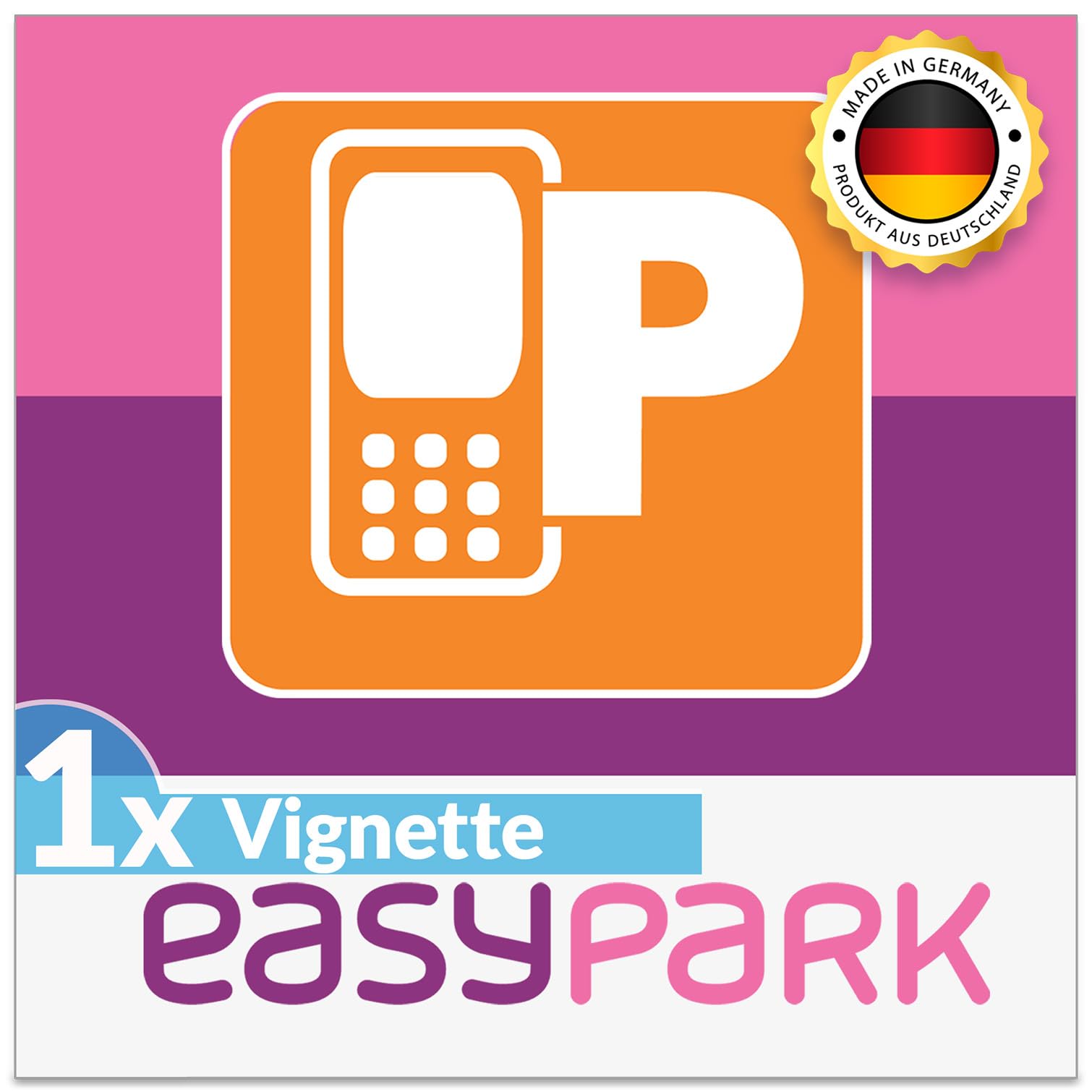 1x EASYPARK Aufkleber Easy Park Vignette APP Sticker Hinterglasaufkleber klein, KFZ Ticket Auto Parkplakette Parken (6 x 6 cm, UV Schutz, wiederablösbar, Made in Germany)