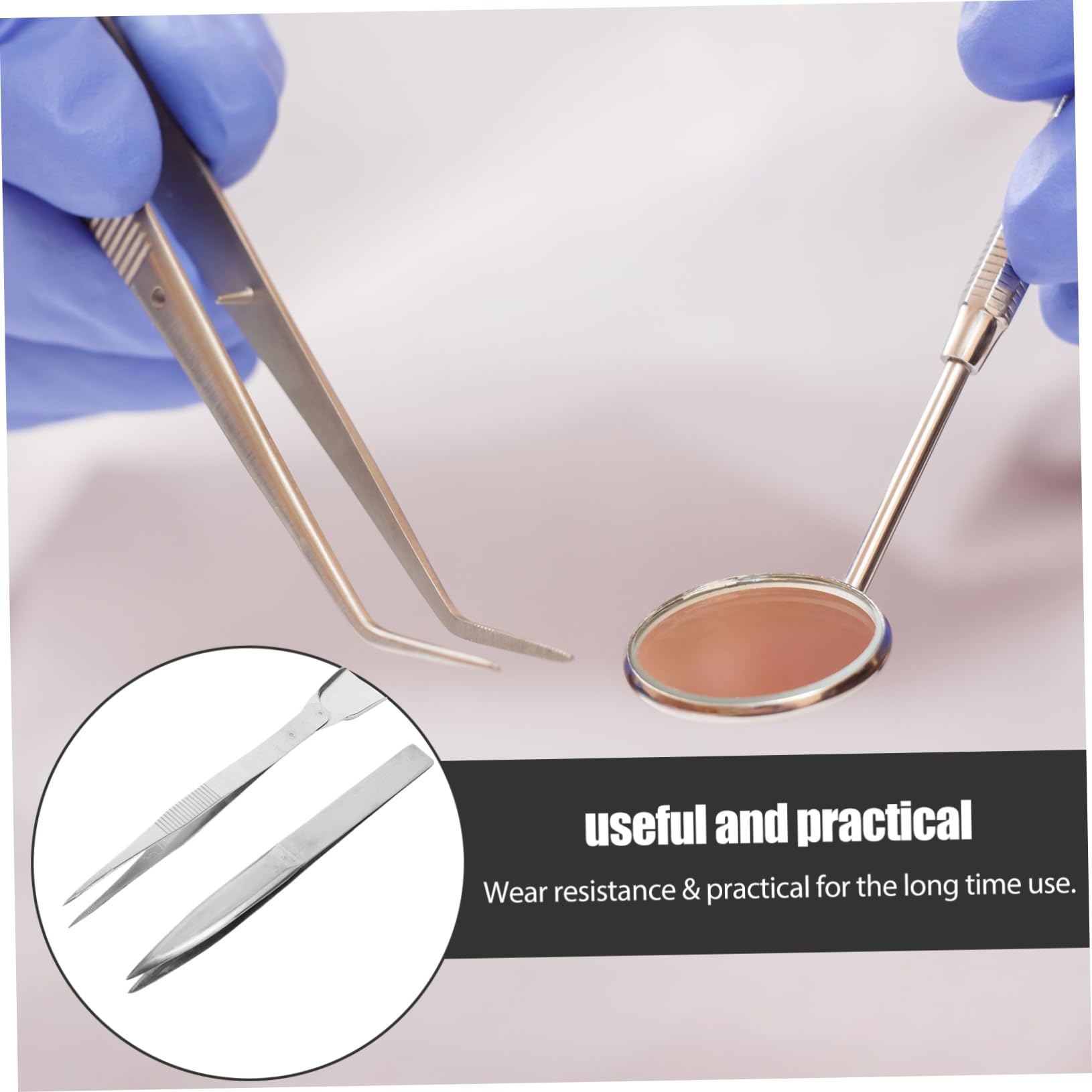 NUOBESTY 5 Set Pinzette Con Spatola Presa Precisione Fabbricazione Bene Tronchese Per Gioielli Pinzette Per Timbri in Metallo Acciaio Inossidabile Silver 2 Pezzi*5