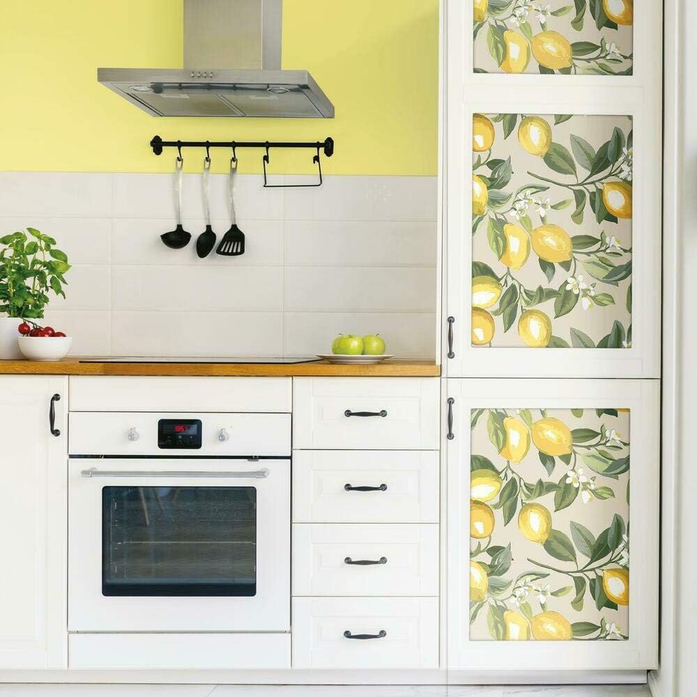 RoomMates RMK11681WP Lemon Zest Yellow and Beige Peel and Stick Wallpaper, Roll