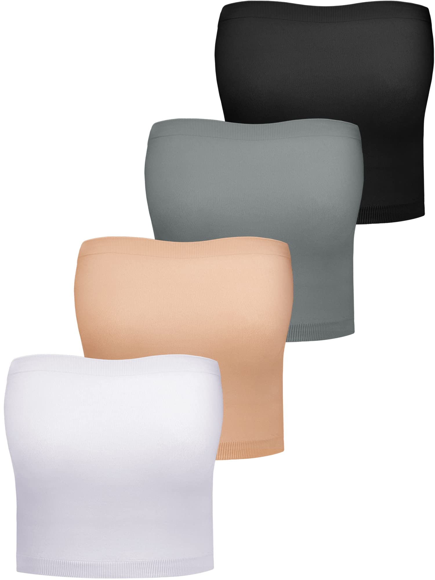 Bencailor 4 Pieces Women Bandeau Bras Strapless Bralette Tube Top Seamless Stretchy Non Padded Tubes