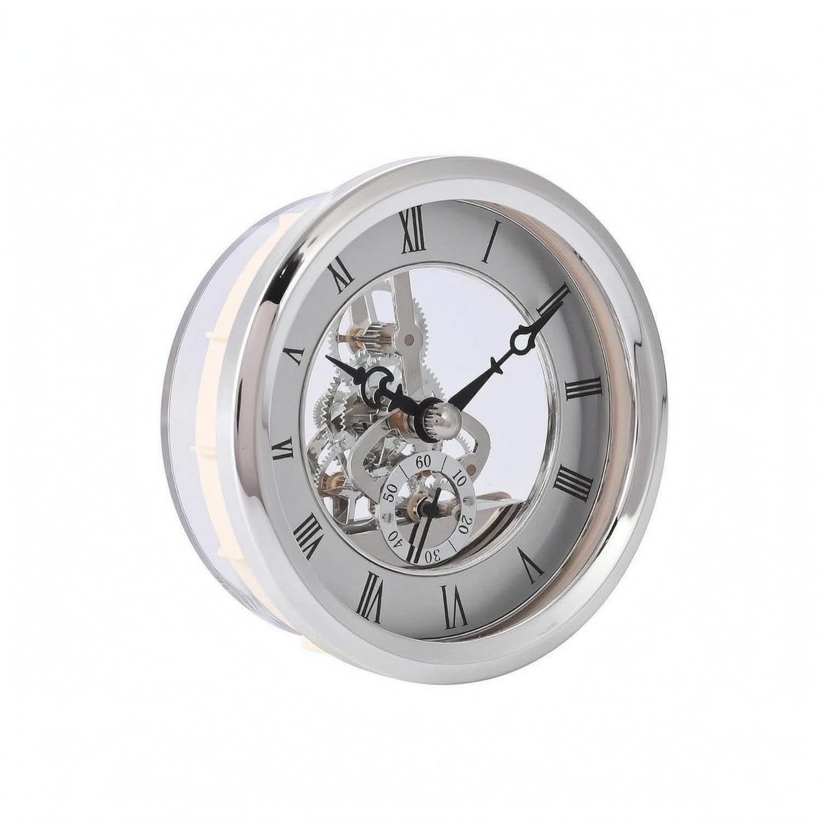 Mechanical Gears Round Timepiece Insert Metal-Look Bezel Timepiece Face Insert Transparent Case Timepiece Black Hands, Skm3085b-rhbs | Home & Garden | Home D?cor | Clocks-image-46