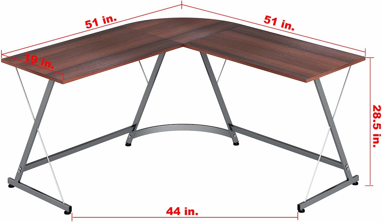 SHW L-Shaped Computer Gaming Desk, Walnut