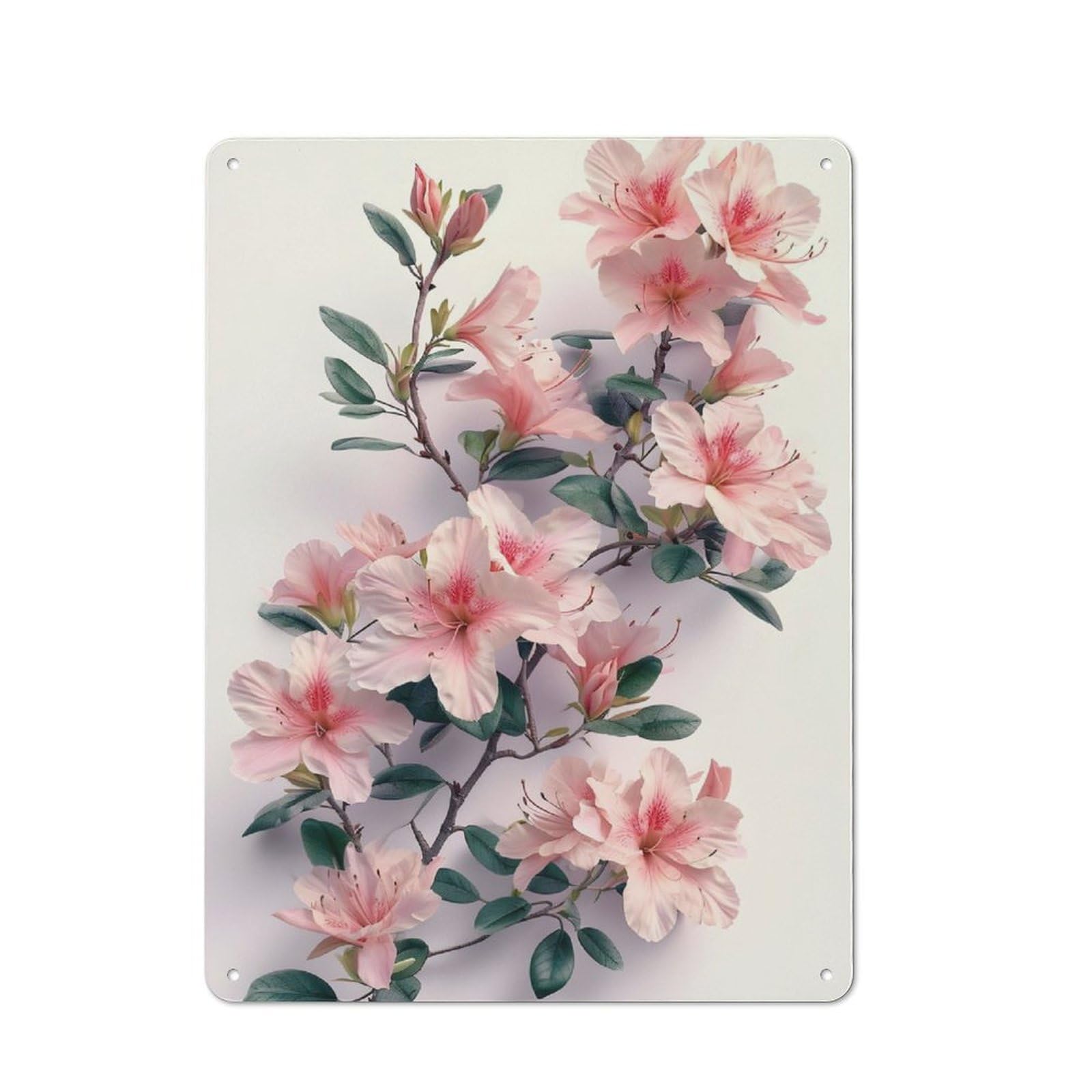 Junmoney Azalea Floral Printed Metal Sign 40X30cm For Studio Or Craft Room, For Creative-Space Collectors