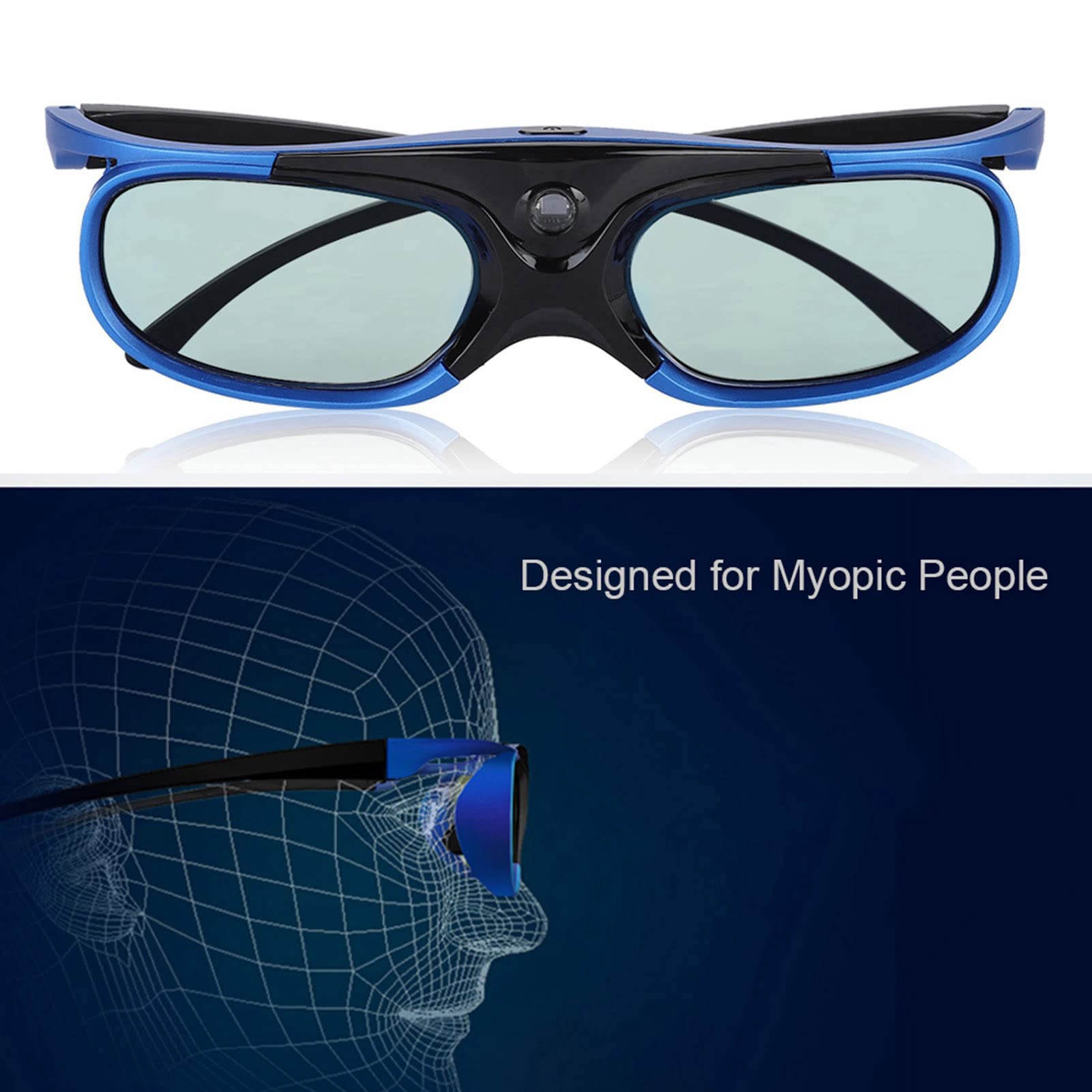 Occhiali 3D Active Shutter RF, Occhiali Attivi 3D DLP Link Ricaricabili, Occhiali 3D RF per Proiettore 3D DLP Link Proiettore 3D, Ampio Angolo di Visione di 178 Gradi