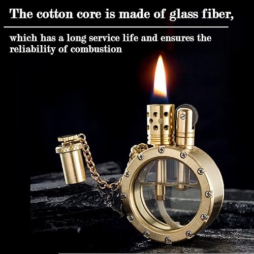 Miniatura 5 de Encendedor de queroseno antiguo vintage con diseño creativo de botella transparente, estilo steampunk fresco, rueda de encendido, regalos de