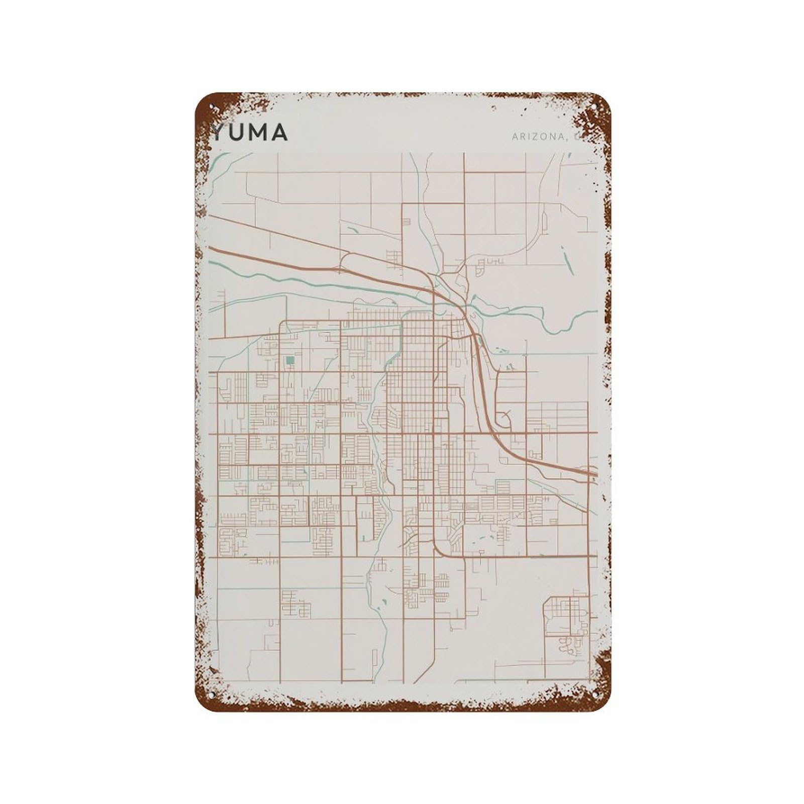 xiaoxiaoshen Yuma Map Arizona Travel Gift Farmhouse Decor Bedroom City Wall Decor Art Metal Tin Poster Modern Home Decor Art Home Bar Shop Decorations Vintage Sign 30x20cm