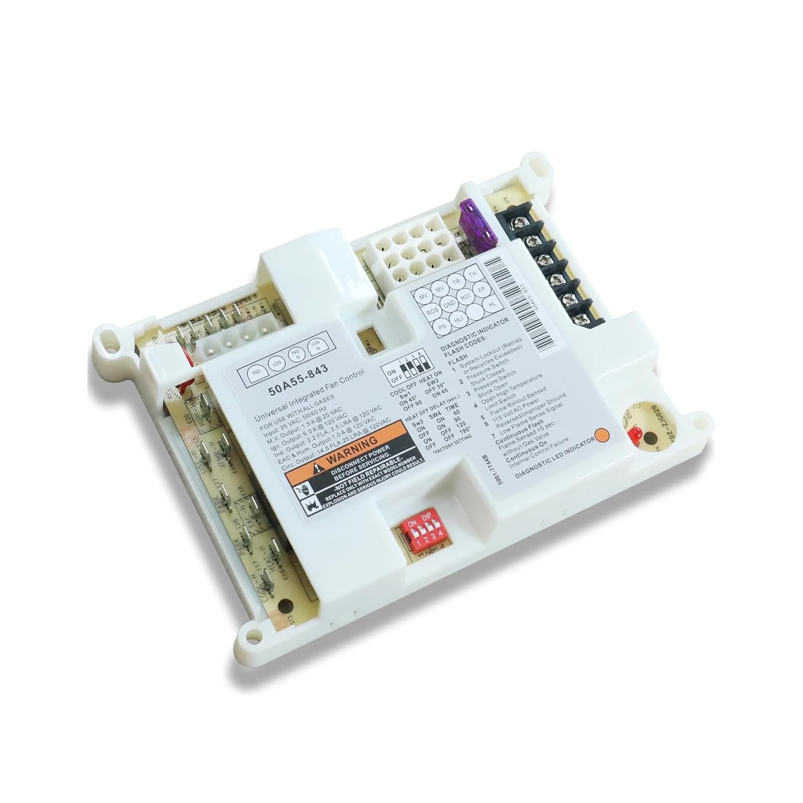 Efficient Furnaces Control Circuit Board Replaces 50A55-843 with Fast Ignitions Furnaces Control Board for Heating Systems Circuit