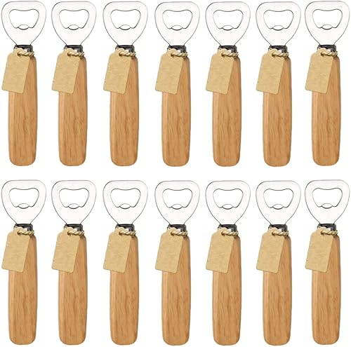 Abrebotellas de camarero, abrebotellas de cerveza, sidra, refrescos, mango de madera de mano (juego de 14)