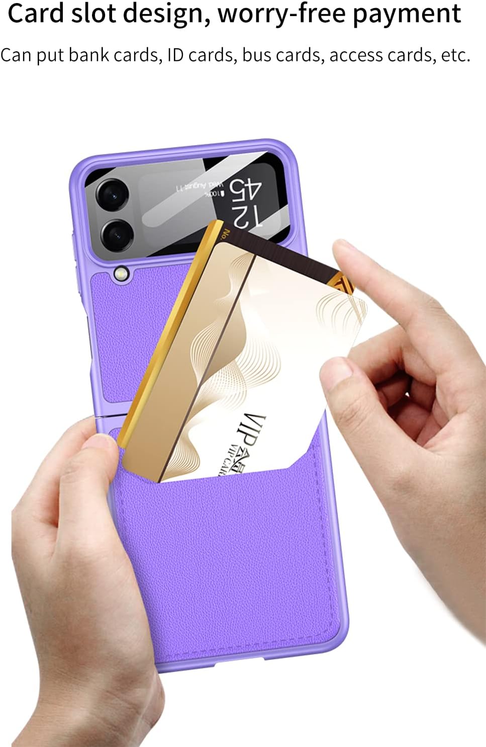 SHIEID Flip 4 Case, Galaxy Z Flip 4 Case with Leather Wallet Card Holder Phone Case Compatible with Galaxy Z Flip 4 5G, Silver