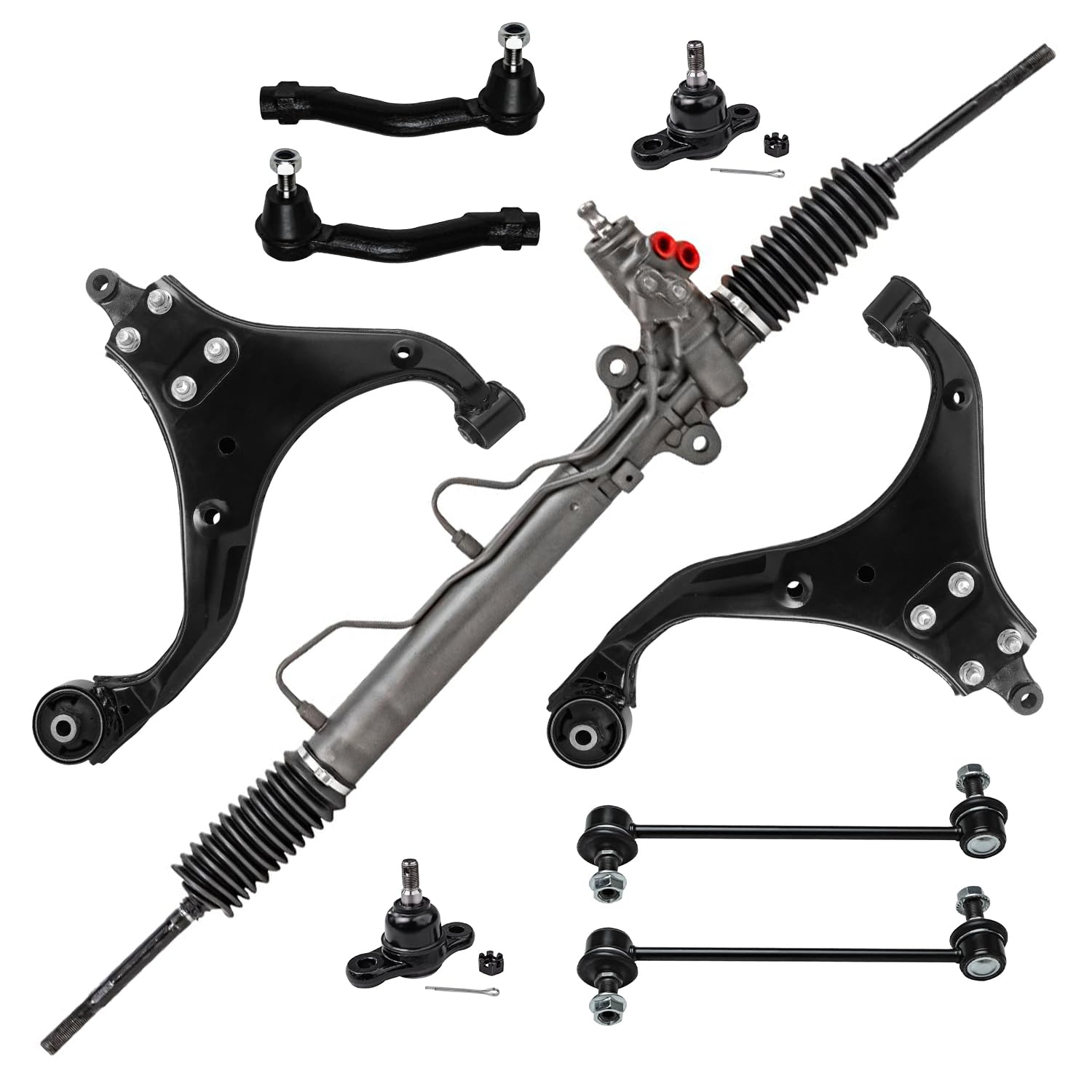 Detroit Axle - Power Steering Rack and Pinion Upper Control Arms Ball