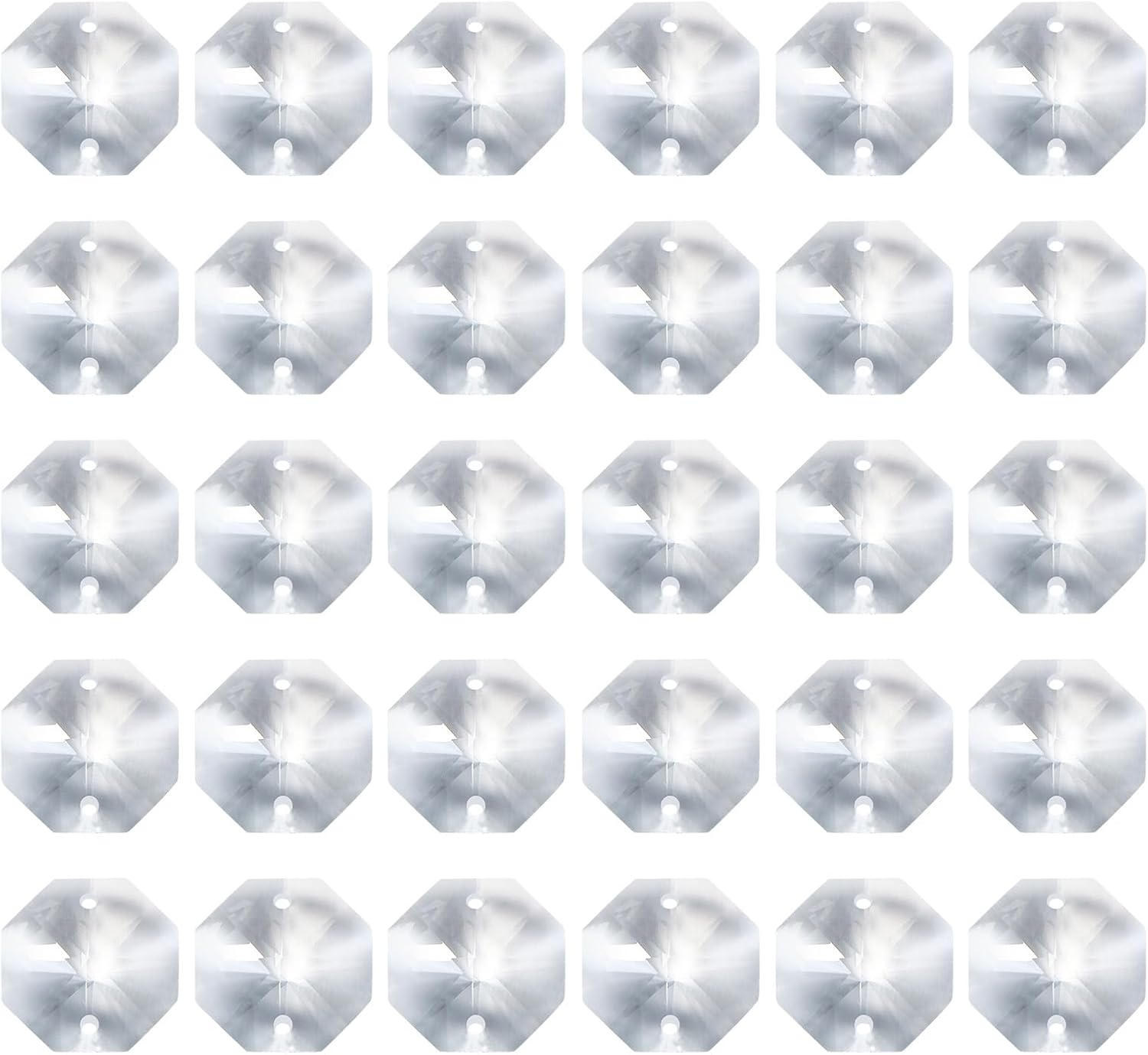 PATIKIL K9 Crystal Octagon Beads 2 Holes Pendants, 60 Pack 20mm Chandelier Prisms Parts Ornaments Hanging Beads for DIY Arts Crafts Decoration, Clear