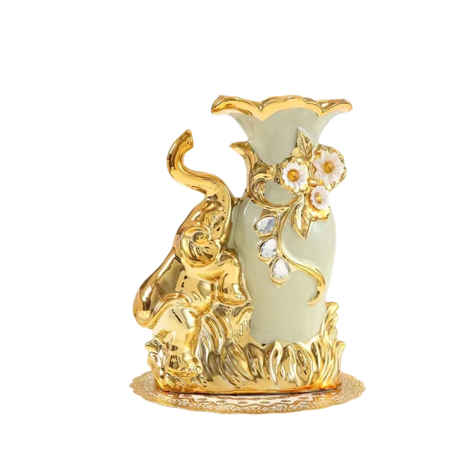 Ceramic Vases with Elephant Statue Flower Arrangement Container Home Table Decors for Living Room or Gift Ceramic Centerpieces Vases