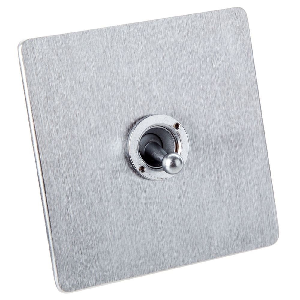 Crabtree Single Toggle On/Off Switch Home Light Switch Stainless Steel Effect 2 Way 10 Amp Home Office Light Switches