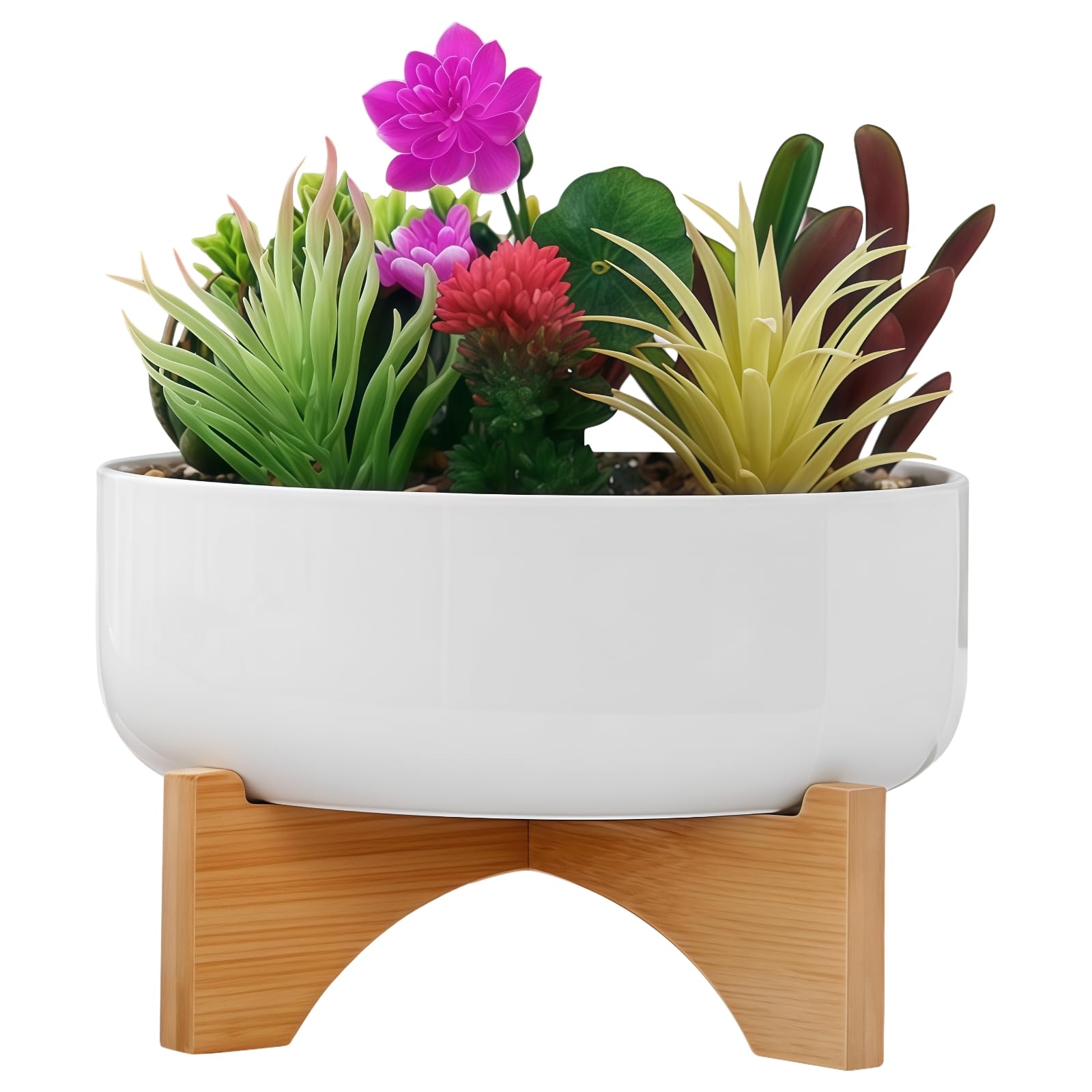 Grand pot rond en céramique pour plantes succulentes d'intérieur et hydroponiques