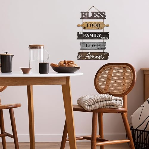 Miniatura 9 de Pigort Decoración de pared de cocina con texto en inglés Bless the Food Before Us, decoración de pared de granja para cocina, comedor, 5 carteles