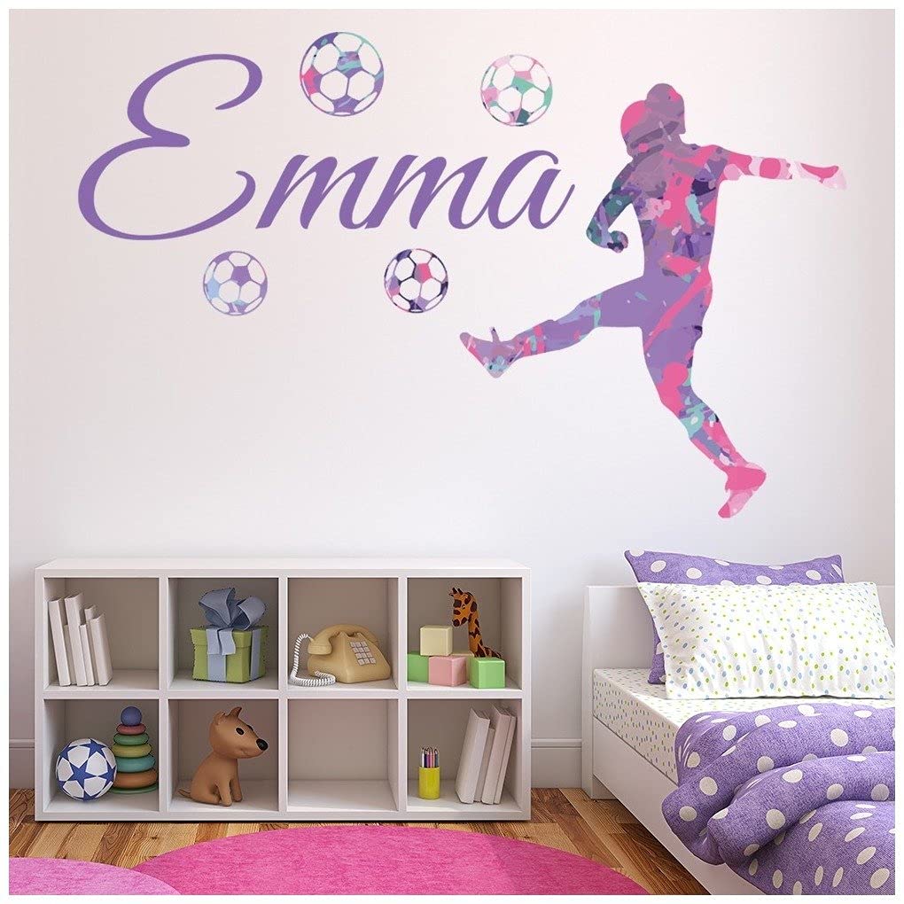 azutura Personalised Girls Football Pink Paint Splash Wall Sticker available in 8 Sizes Digital