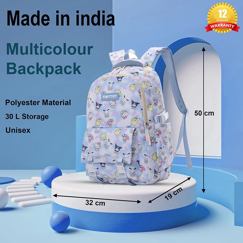 Image of Tinytot 30 Litre Japanese Korean Style School Bag Water-Resistant Laptop & Travel Backpack - Unisex Large 18 Inches Multipurpose Student Backpack for Boys & Girls, Men & Women