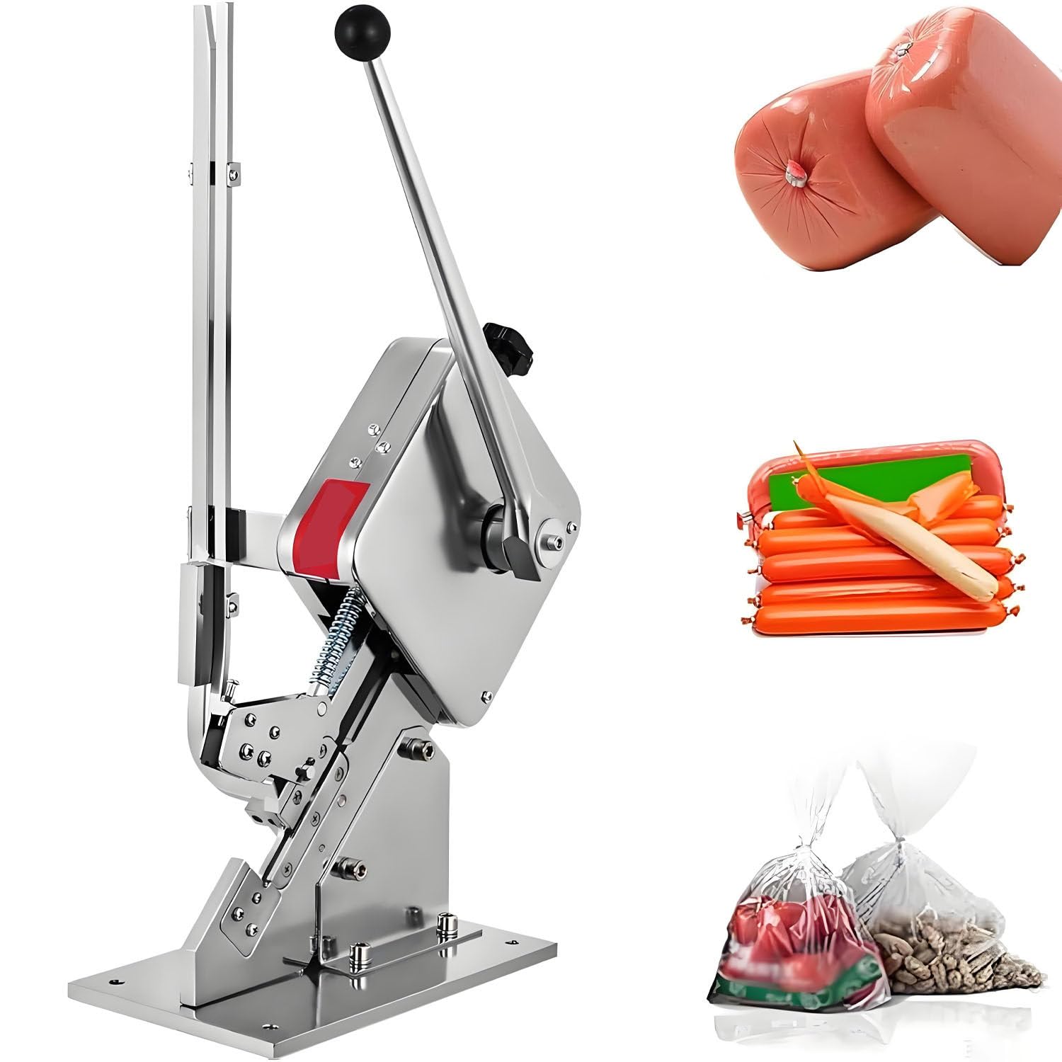 YXZYFPP Manual Sausage Clipper Clipping Machine, U-Shape Food Sealing Machine, 150-200pcs Clip Capacity Commercial Meat Processing Supermarkets Beverage Stores Machine+u508 (Machine+u508)