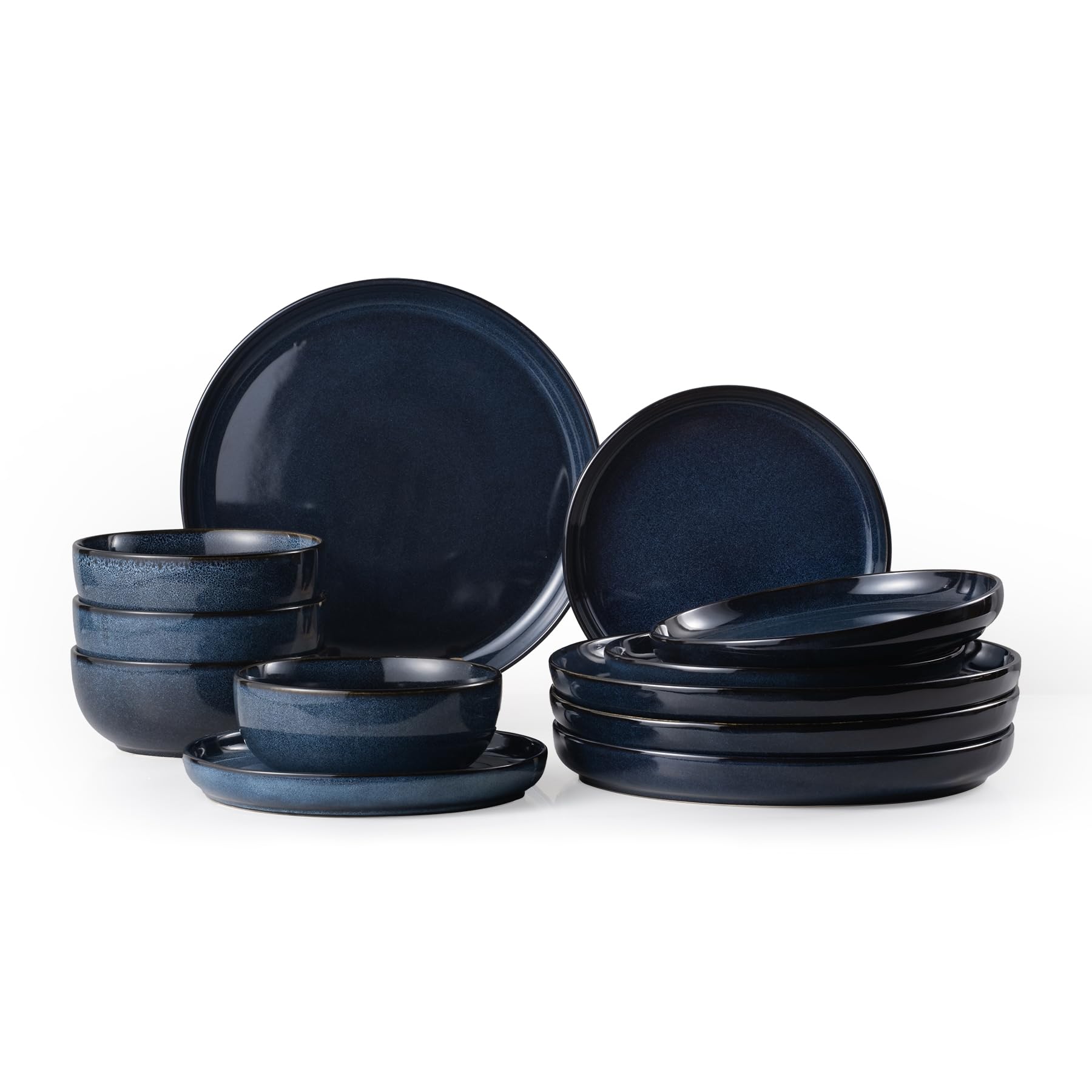 Dafuceramic Dinnerware Sets for 4,Plates and Bowls Sets,Handmade Reactive Glaze Dishes Set,Chip and Scratch Resistant Dishwasher Microwave Safe (Encore)