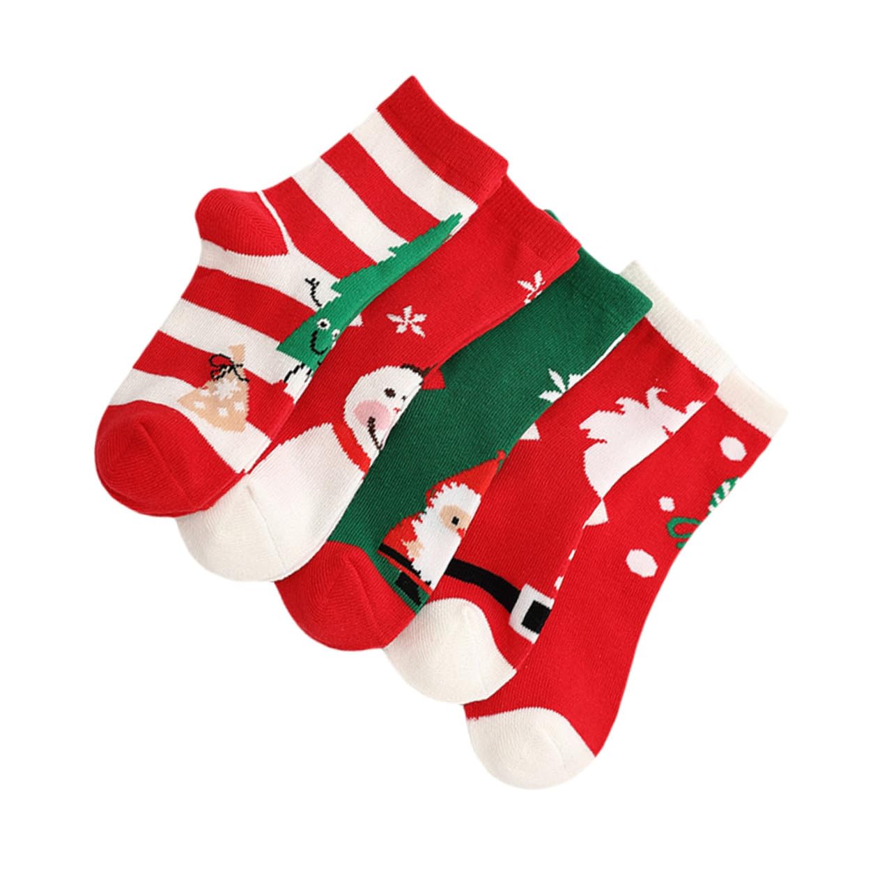 5pares Medias De Navidad Para Calcetines De Algodón Cálidos De Dibujos Animados De Calcetines Navideños Para Colgar El Árbol De Navidad