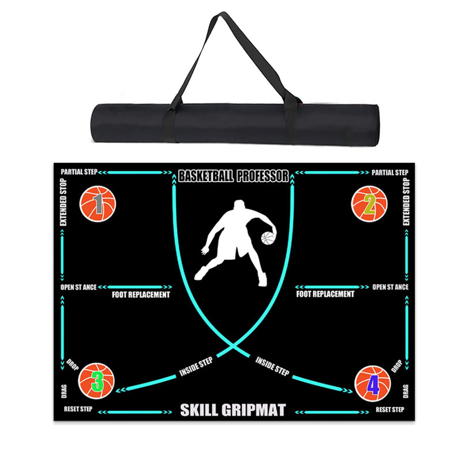Tapete de entrenamiento de baloncesto - Almohadilla de regate antideslizante que absorbe los golpes, tapete de ejercicio de goma plegable silencioso para uso doméstico | Entrenador portátil de desarro