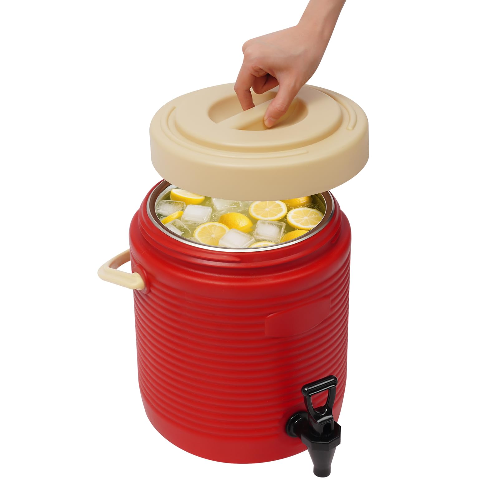 HAPPCUCOE Insulated Beverage Dispenser, 9l/2.38 Gallon Hot And Cold Drink Dispenser, 201 Stainless Steel Large Drink Dispenser For Restaurants And Cafes