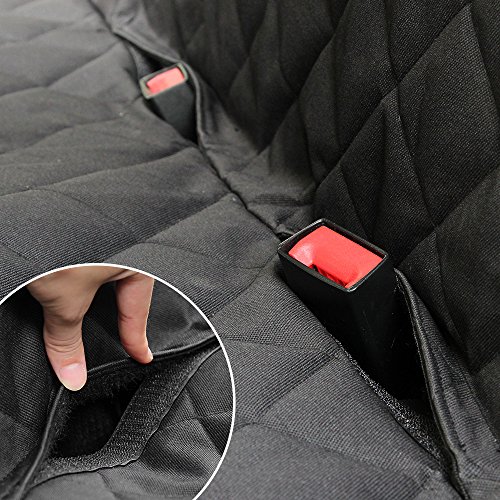 Image of Honest Dog Car Seat Covers with Side Flap, Pet Backseat Cover for Cars, Trucks, and Suv's - Waterproof & Nonslip-Luxury(Quilted) (61'' W x 64'' L, Black)