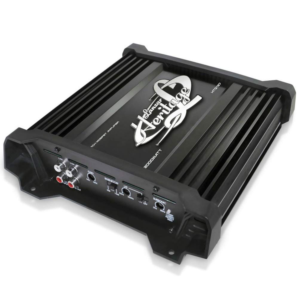 1 LANZAR HTG137 HTG 137 Amplificador 1 Canal monoaural de 700 vatios rms a 2 ohmios y 2000 vatios como máximo Ideal para subwoofer Coche, 1 Pieza