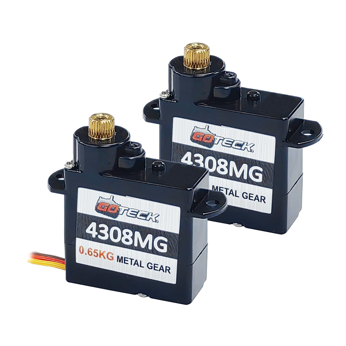 GOTECK 2PCS 4.3g Mini Servo, Micro Full Metal Gear Digital Servo,for RC Car Model Boat Fixed-Wing Helicopter Airplane Robot Toy