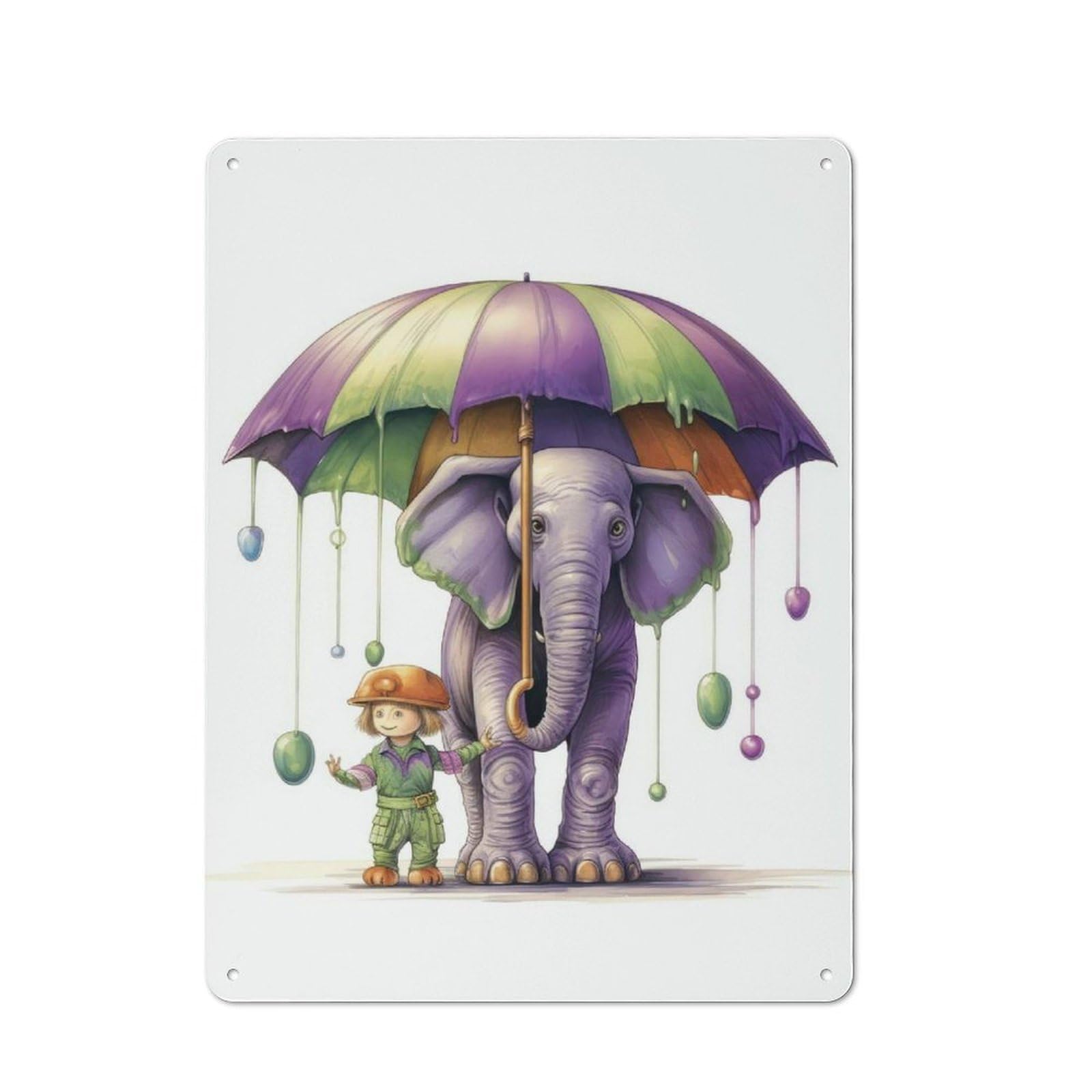The Boy And Elephant Cottage Metal Wall Decor 40x30cm, Shed Metal Sign for Patio Bar, Workshop, Shed Or Kitchen
