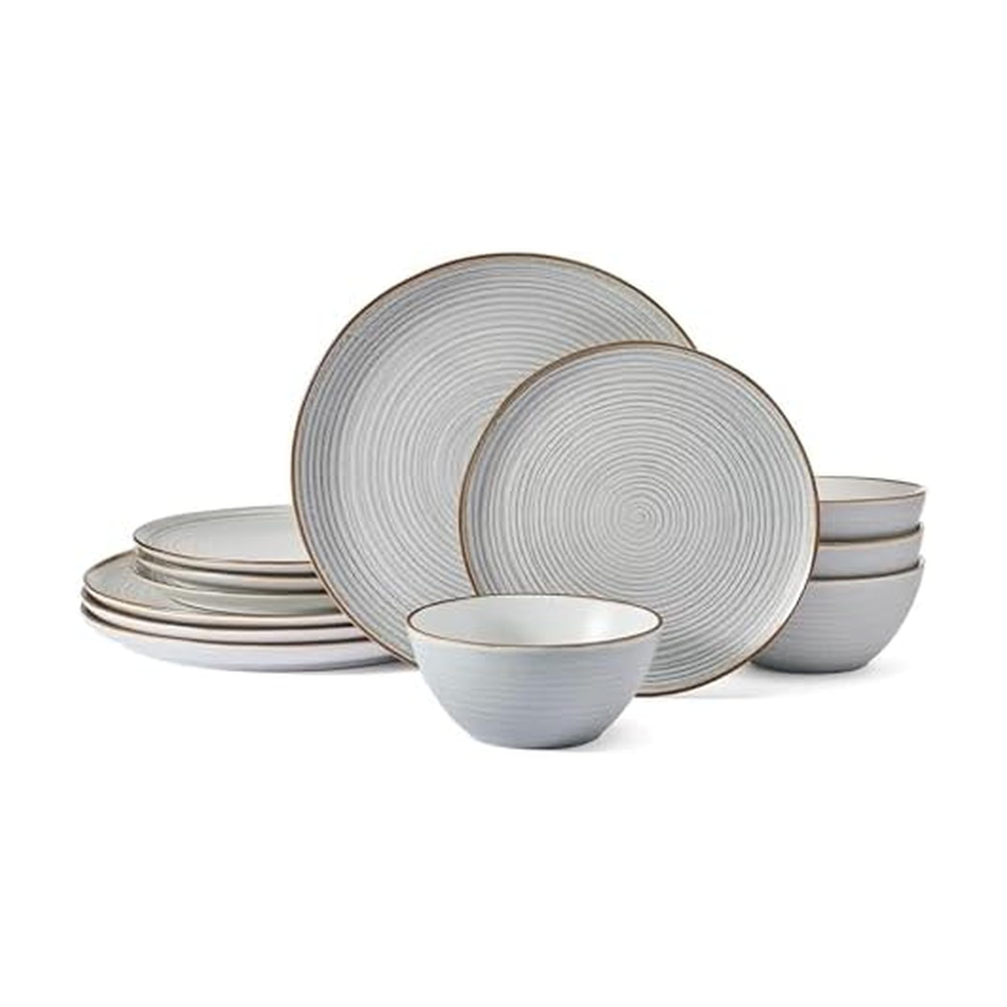 Service De Table 12 Pièces En Porcelaine Avec Assiettes Et Bols Carrés