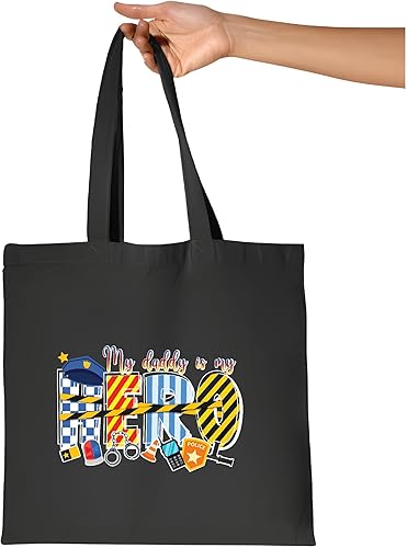 Miniatura 2 de Police Dad Gifts Officer Cop Proud Dad Officer Cop Dad Presents Gifts Navy Black Multicolor Canvas Tote Bag
