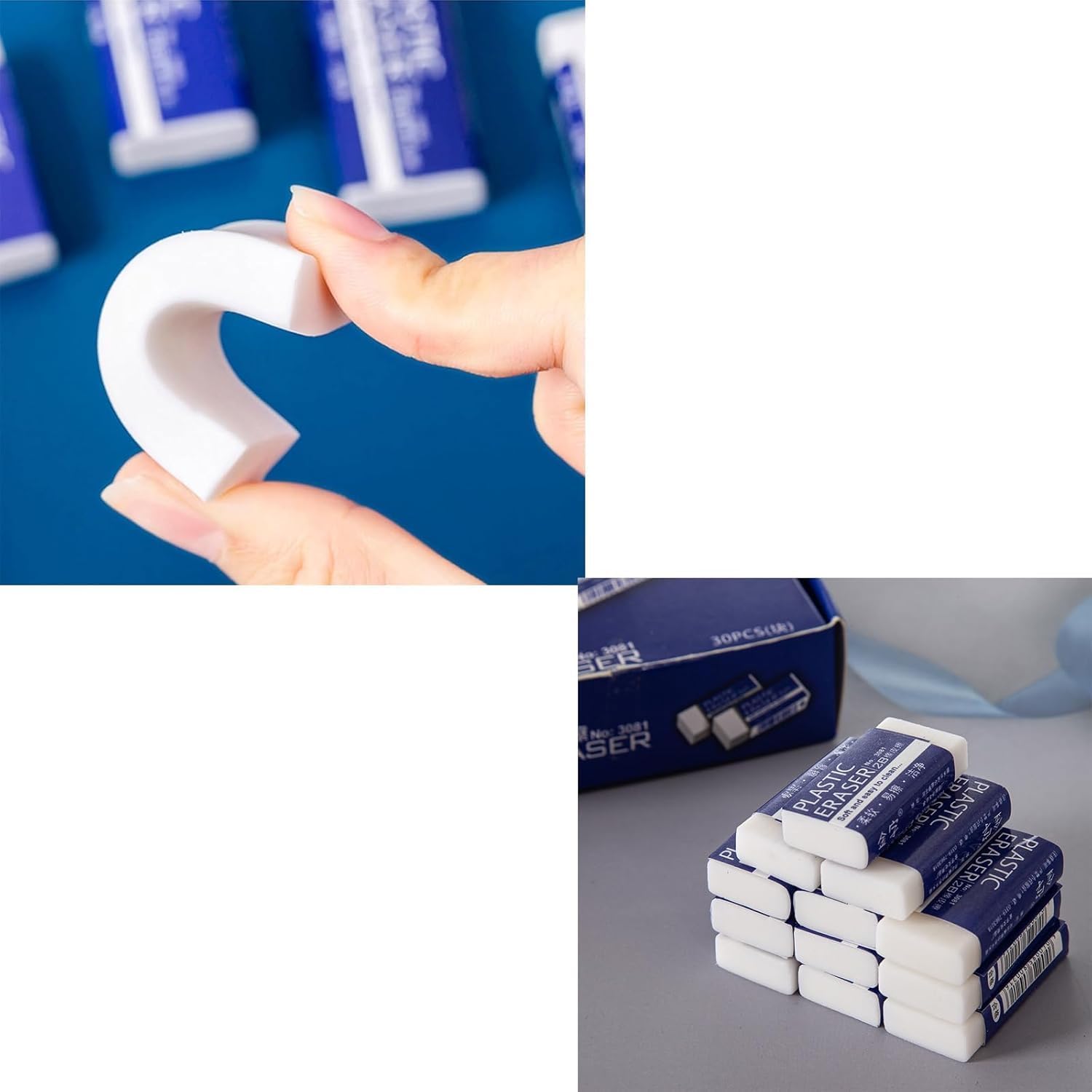12 Pcs Eraser-White Erasers Multipack Rubbers Erasers for Kids on School Office, Kids, Adults,Classic Latex Free Plastic Rubber - Image 3
