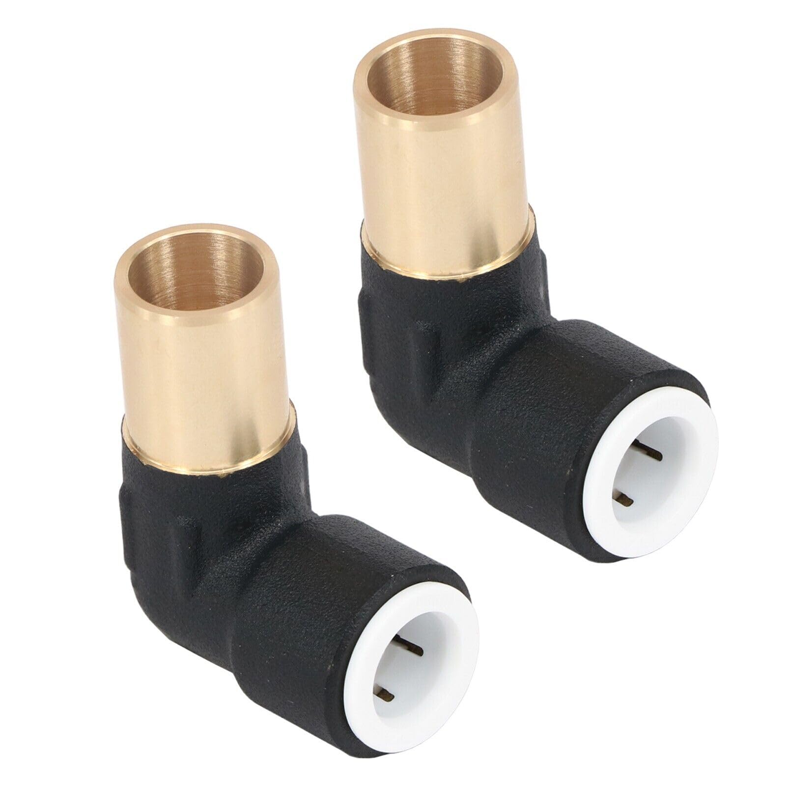22.5 Team Controls Black Radiator Valve Reducer Elbow Compression 15Mm X 10Mm Push Fit X2 (Pair)