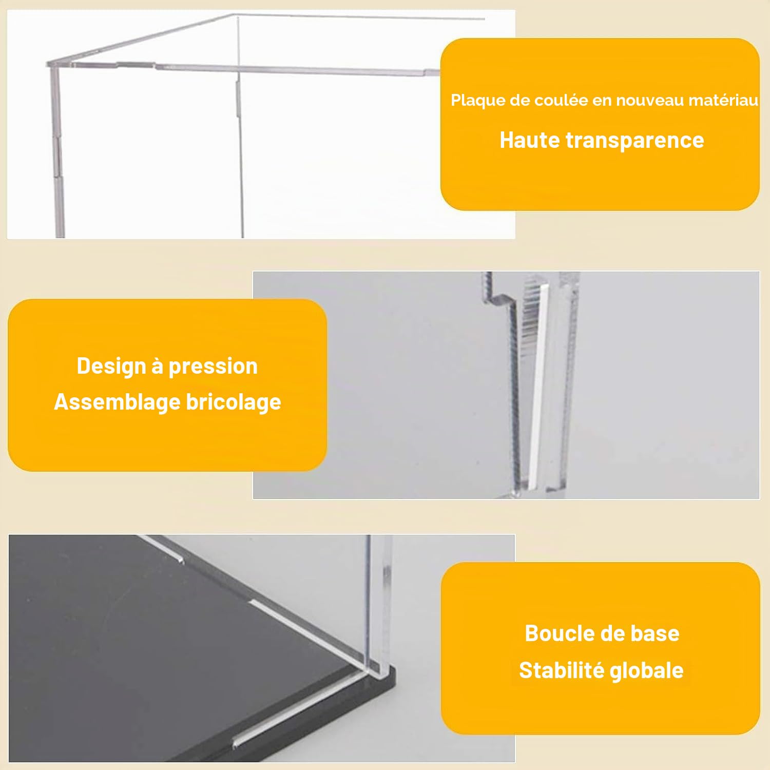 TA-VIGOR Vitrine D'Exposition en Acrylique Clair 30 x 30 x 20cm - Boîte De Présentation À Monter avec Socle Noir - Protection Anti-Poussière pour Figurines, Jouets Et Rangement Domicile Storage