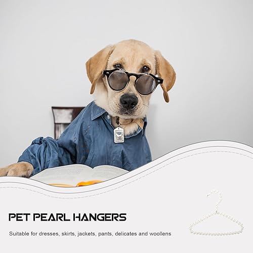Miniatura 3 de Perchas de ropa para mascotas, 3 piezas, perlas, perchas para perros (7.9 in blanco)