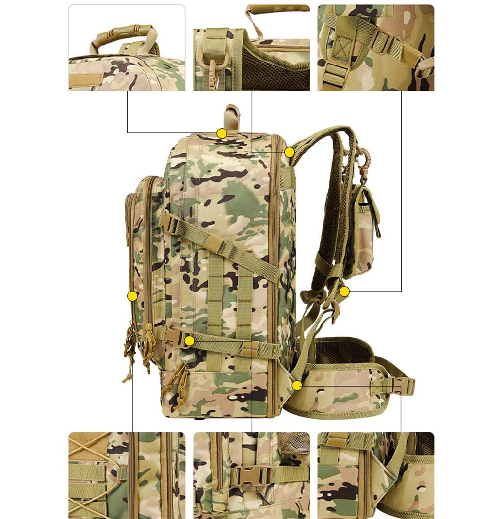 Grand sac à dos tactique militaire étanche 60 L pour randonnée, trekking, chasse, camping