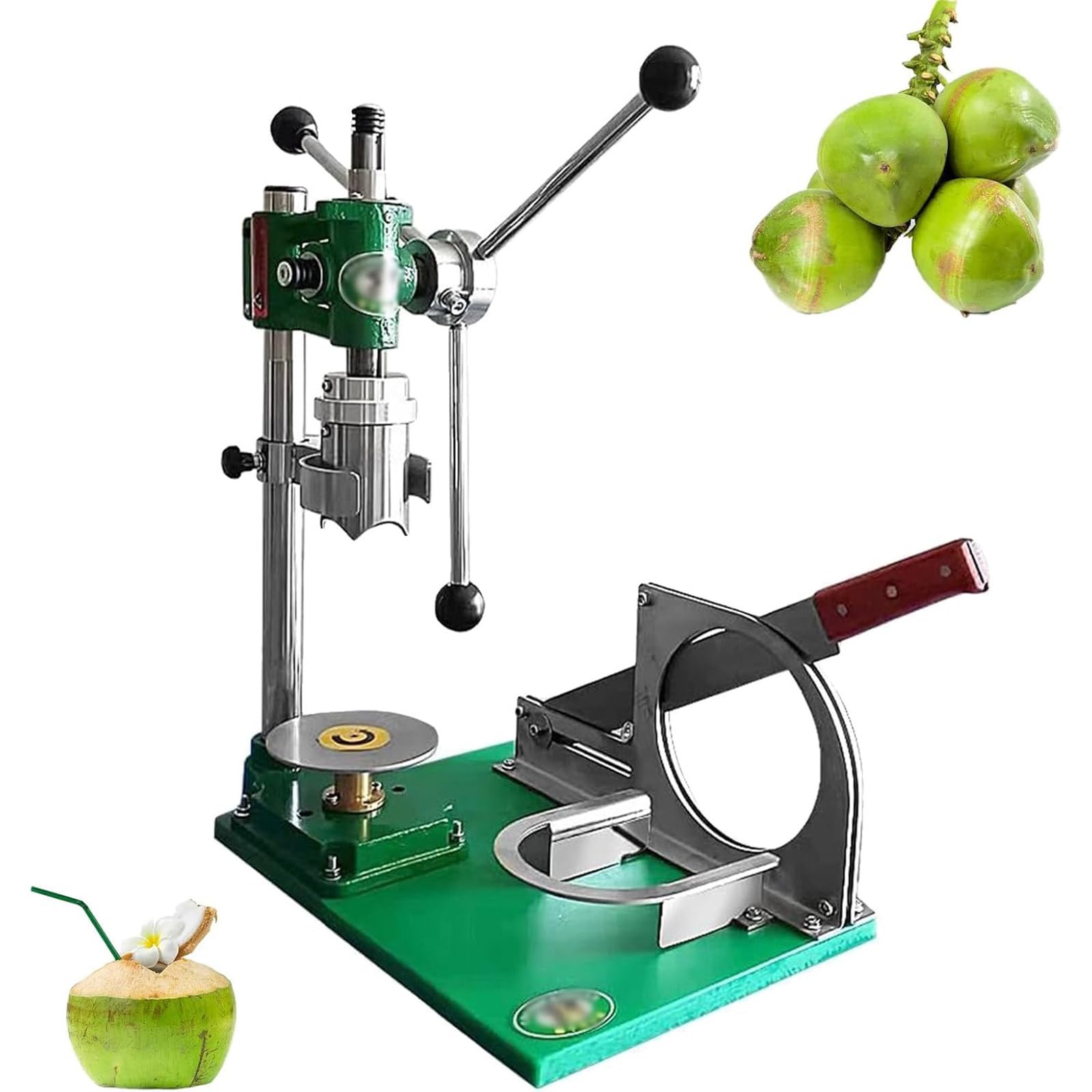 Macchina Apri Cocco, Tagliacocco Manuale, Attrezzo per Aprire Noci di Cocco, Creatore di Fori per Noci di Cocco Fresche, Macchina per Sbucciare e Aprire Noci di Cocco Three Handles