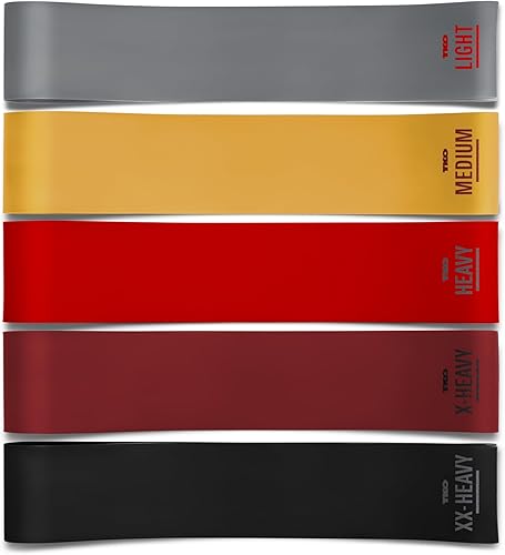 TKO Power Loop - Juego de 5 bandas de resistencia para ejercicio variado, incluyendo terapia física, estiramiento, entrenamiento de fuerza y