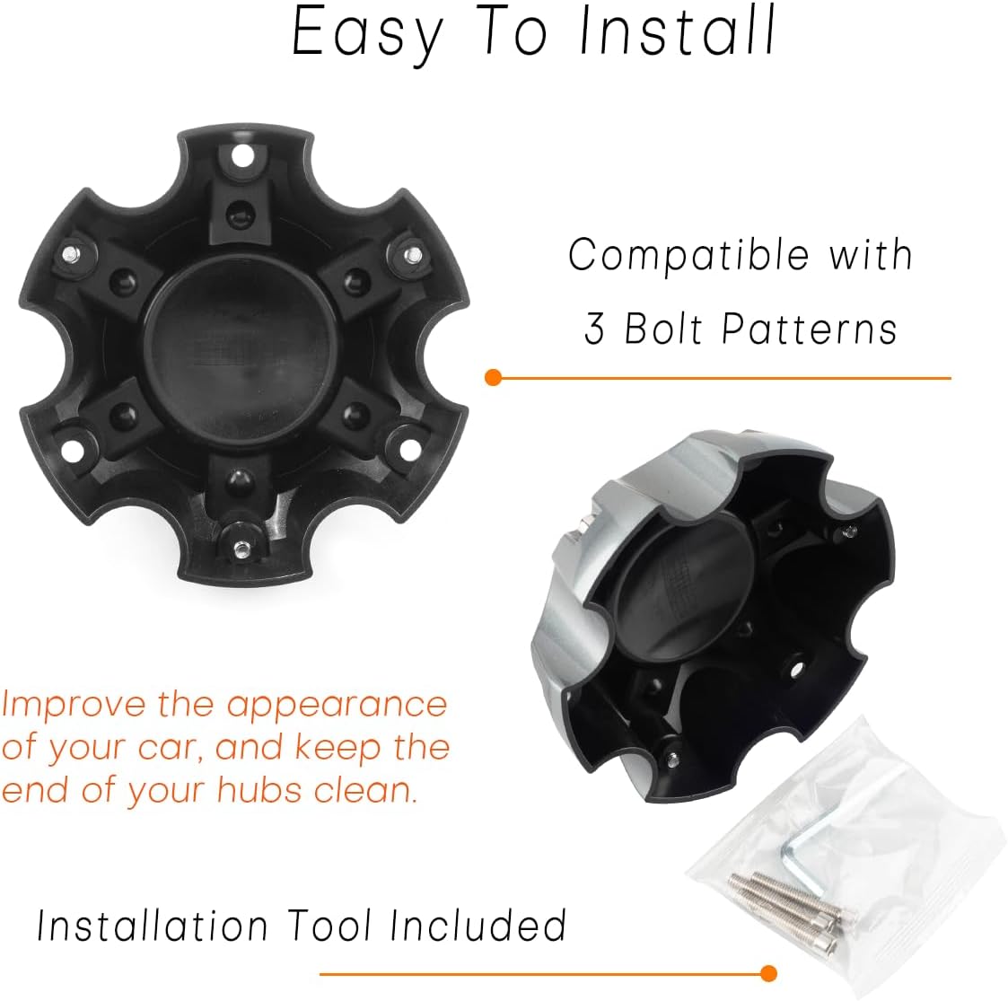 5.55in Wheel Center caps for Ballistic Incubus Wheels Center Hubcaps 4 Pack Grey Center Cover Replacement, 6 lugs