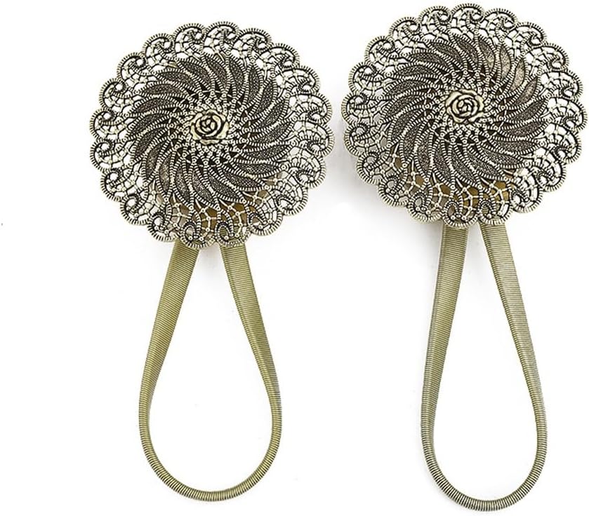 Spring Curtain Binding Rope, Alloy Magnetic Curtain Buckle, Non-Perforated Window Decoration Magnetic Buckle (Color: D) (B)