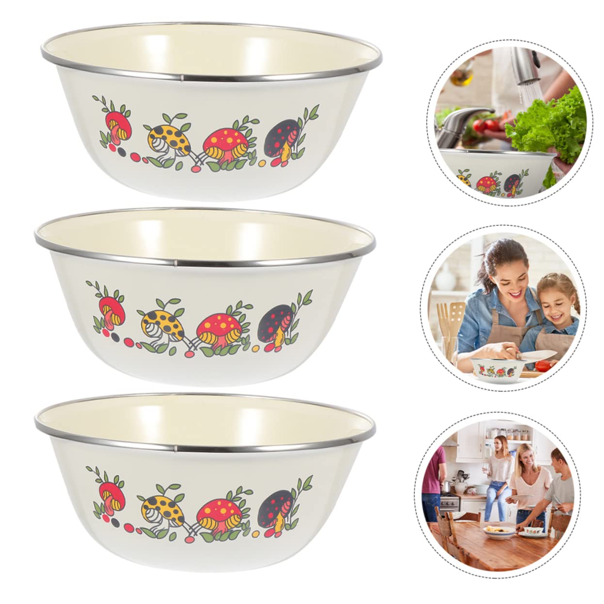 3 Ciotole In Acciaio Inox Dorato - Per Insalate, Frutta E Preparazione Alimenti, Design Stackabile