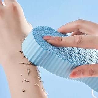اسفنجة استحمام فائقة النعومة ثلاثية الابعاد قابلة لاعادة الاستخدام جديدة للكبار والصغار من الجنسين، نسخة 2022 (أزرق)
